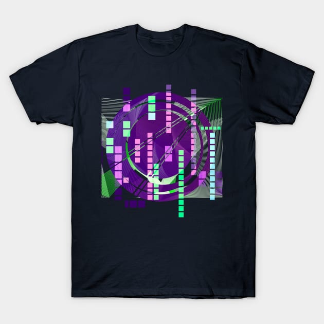 Geometric art electronic ciberpunk purple T-Shirt by carolsalazar